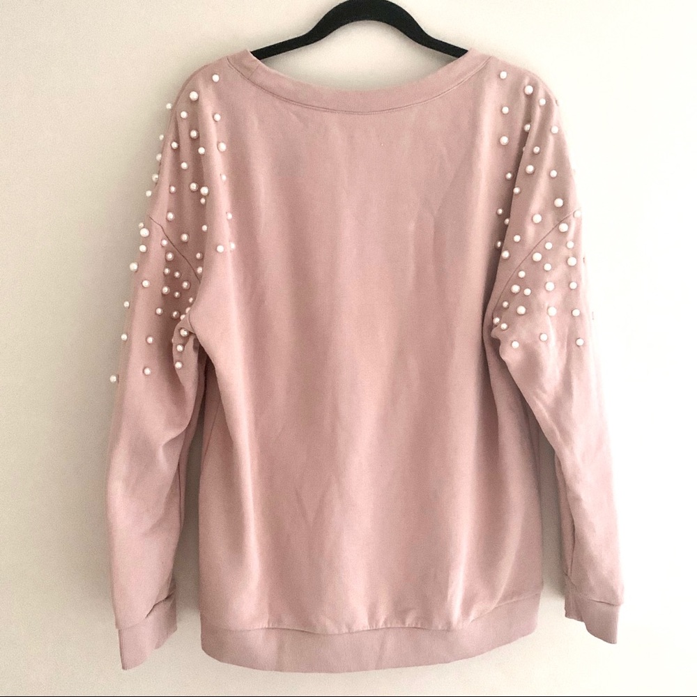 HALOGEN pink pearl studded sweater nordstrom brand - Picture 2 of 10